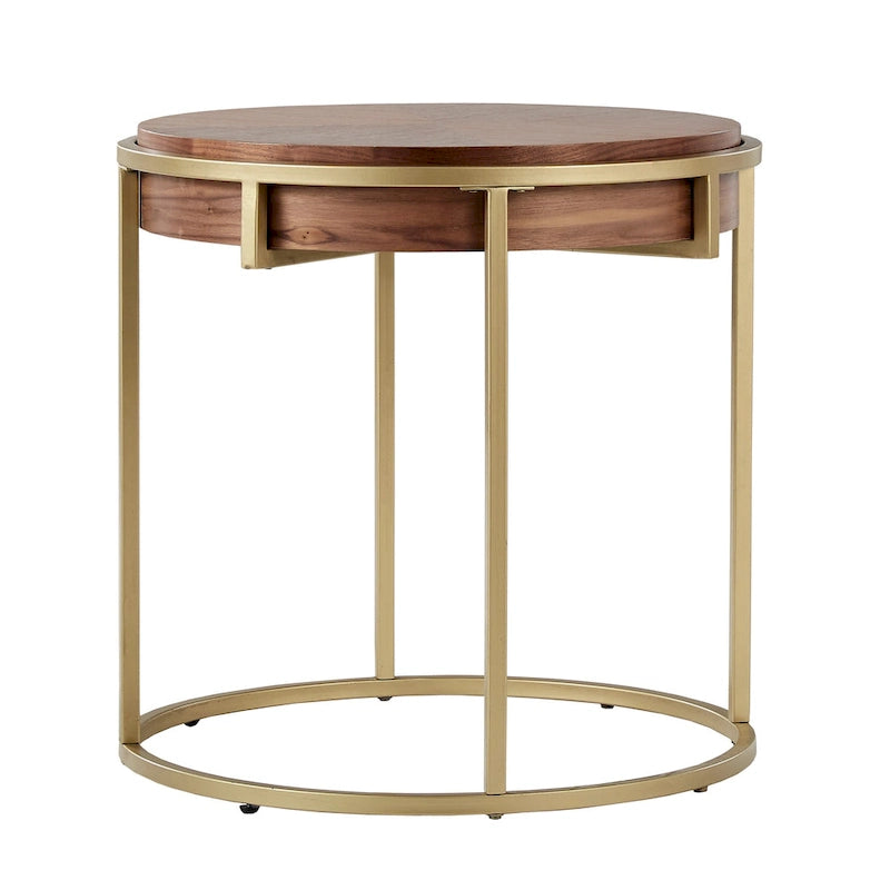 Table d'appoint ronde Cooke avec base en métal