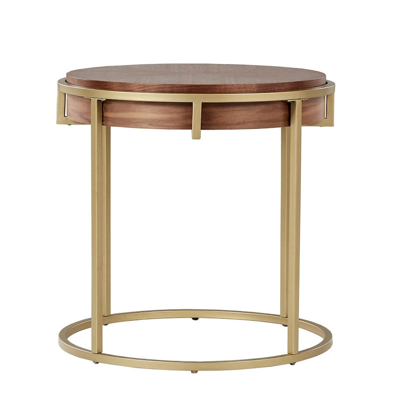 Table d'appoint ronde Cooke avec base en métal