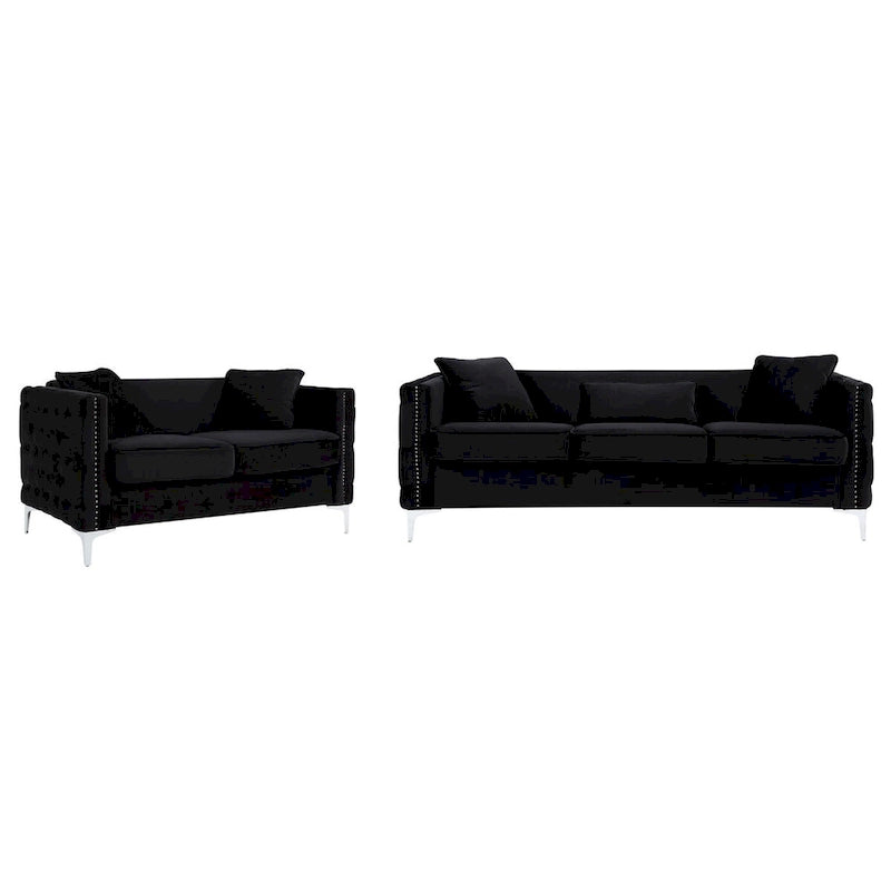 Ensemble de salon en velours noir