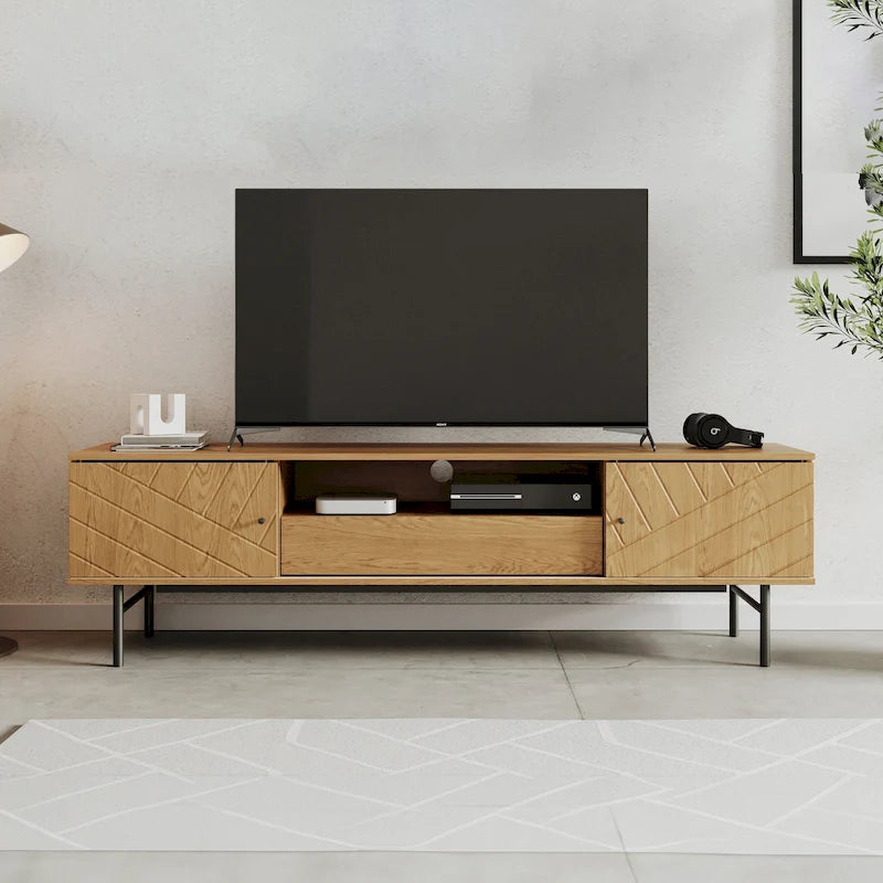 Meuble TV de 179 cm, effet chêne