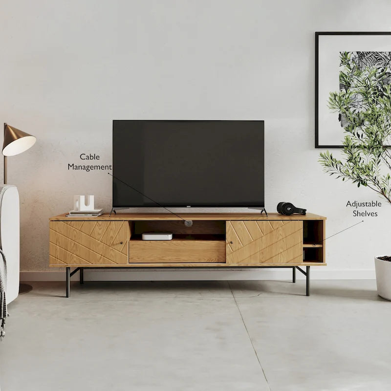 Meuble TV de 179 cm, effet chêne