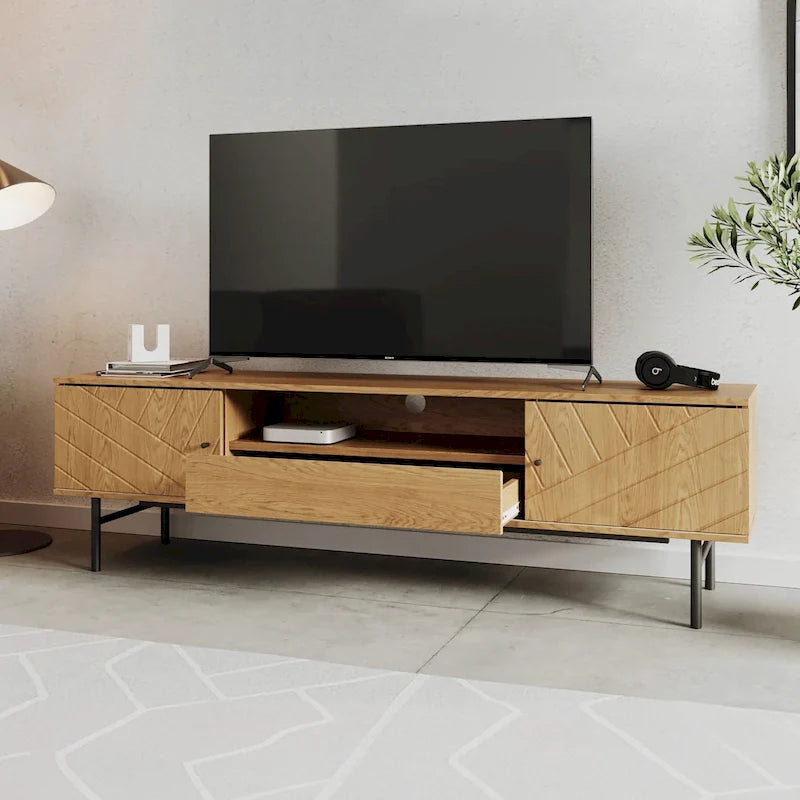 Meuble TV de 179 cm, effet chêne
