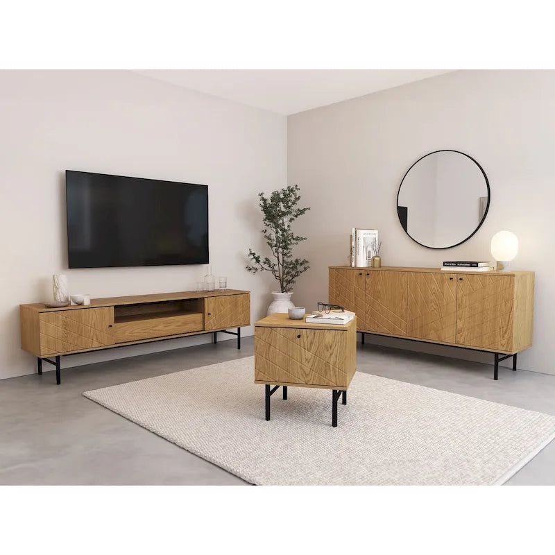Meuble TV de 179 cm, effet chêne