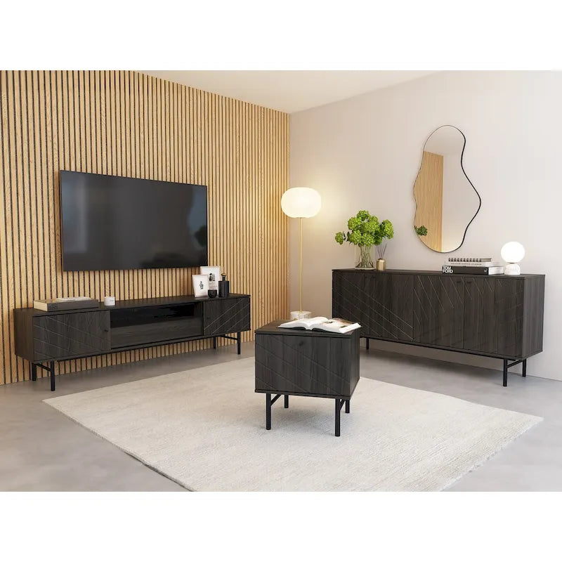 Meuble TV de 179 cm, effet chêne