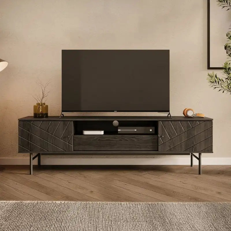 Meuble TV de 179 cm, effet chêne