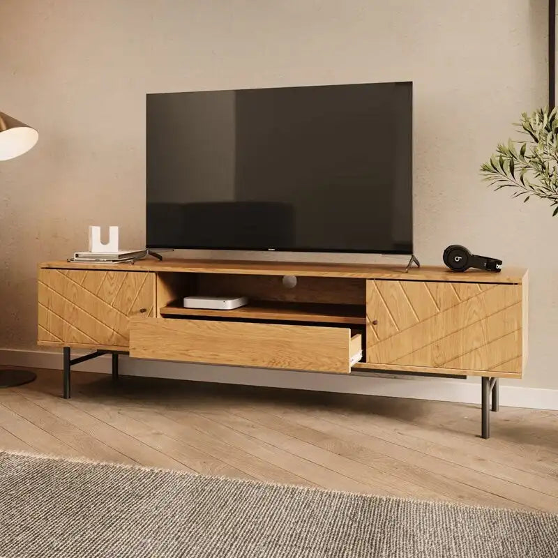Meuble TV de 179 cm, effet chêne