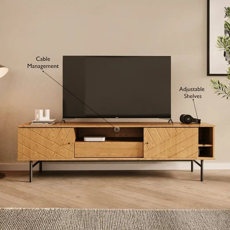 Meuble TV de 179 cm, effet chêne