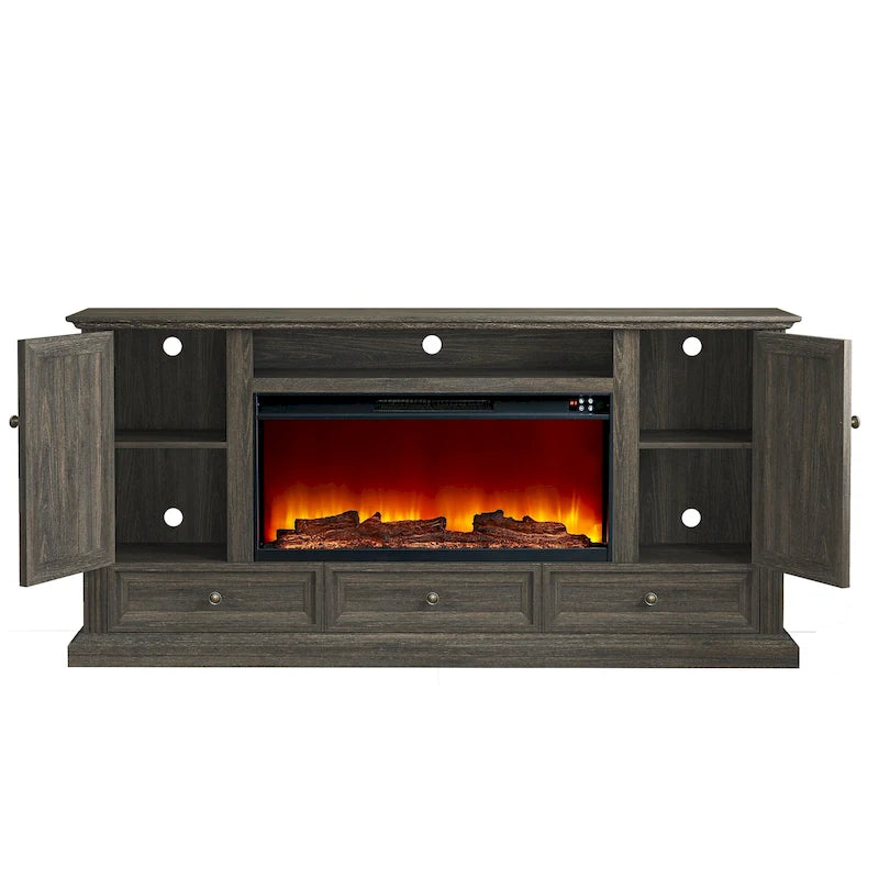 Meuble TV de ferme 72 avec cheminée - Peut accueillir un téléviseur jusqu'à 75 pouces - 73L x 35H x 14P