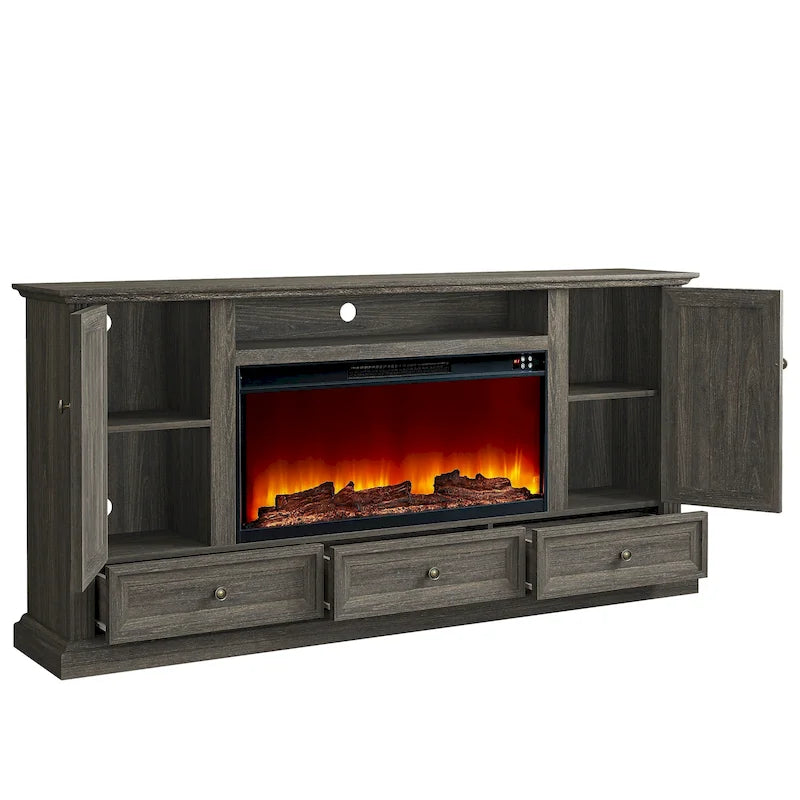 Meuble TV de ferme 72 avec cheminée - Peut accueillir un téléviseur jusqu'à 75 pouces - 73L x 35H x 14P