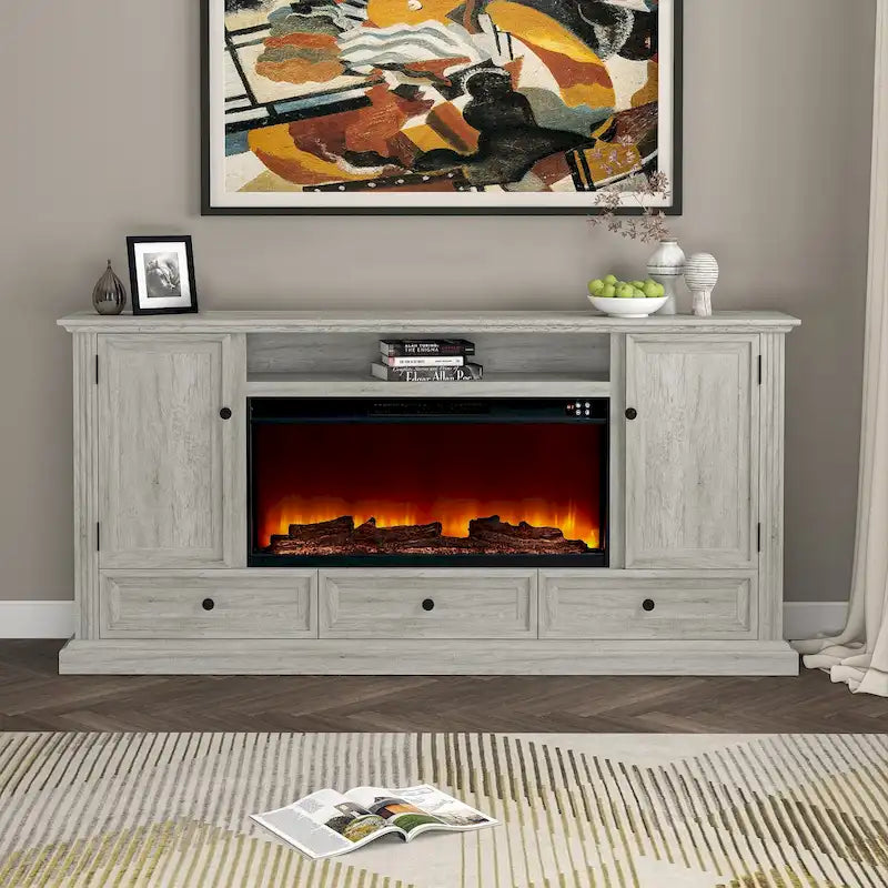 Meuble TV de ferme 72 avec cheminée - Peut accueillir un téléviseur jusqu'à 75 pouces - 73L x 35H x 14P