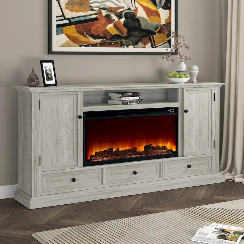 Meuble TV de ferme 72 avec cheminée - Peut accueillir un téléviseur jusqu'à 75 pouces - 73L x 35H x 14P