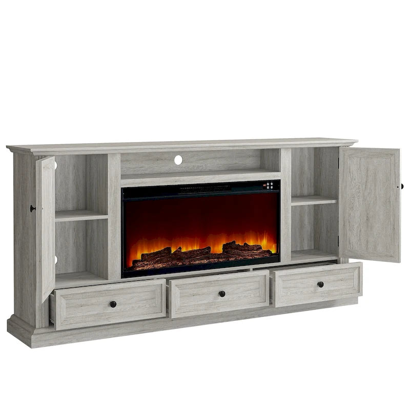 Meuble TV de ferme 72 avec cheminée - Peut accueillir un téléviseur jusqu'à 75 pouces - 73L x 35H x 14P