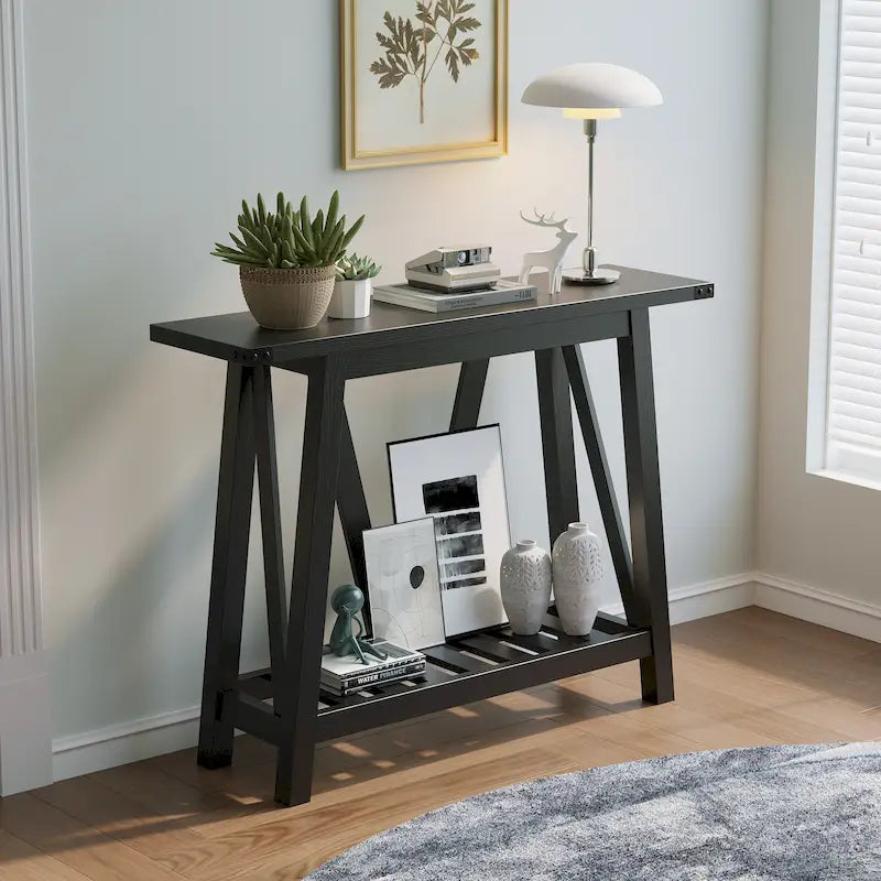Table d'appoint de style ferme avec station de recharge, ports USB et prises électriques