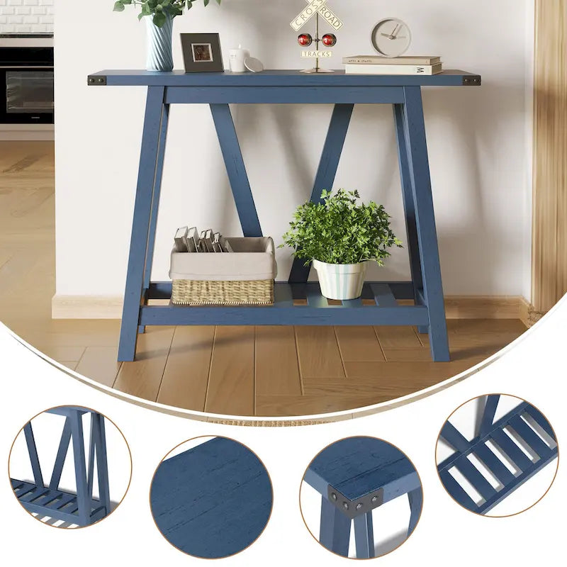 Table d'appoint de style ferme avec station de recharge, ports USB et prises électriques