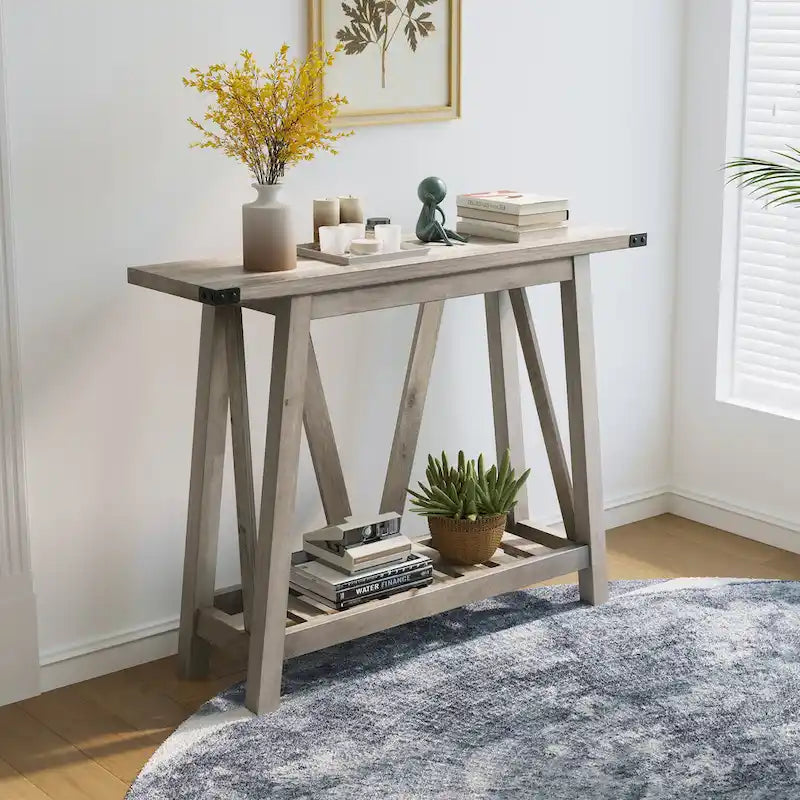 Table d'appoint de style ferme avec station de recharge, ports USB et prises électriques