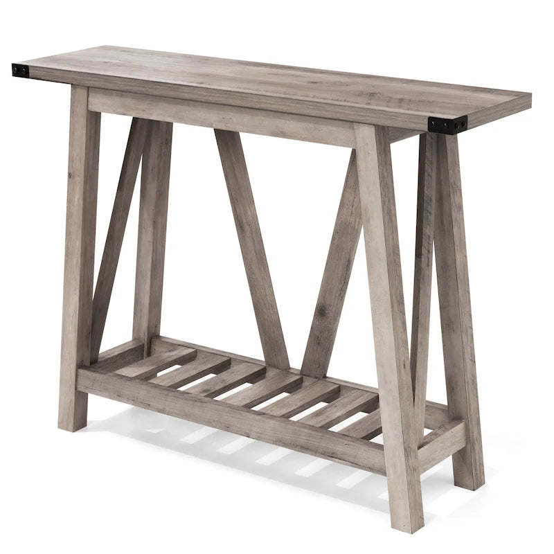 Table d'appoint de style ferme avec station de recharge, ports USB et prises électriques