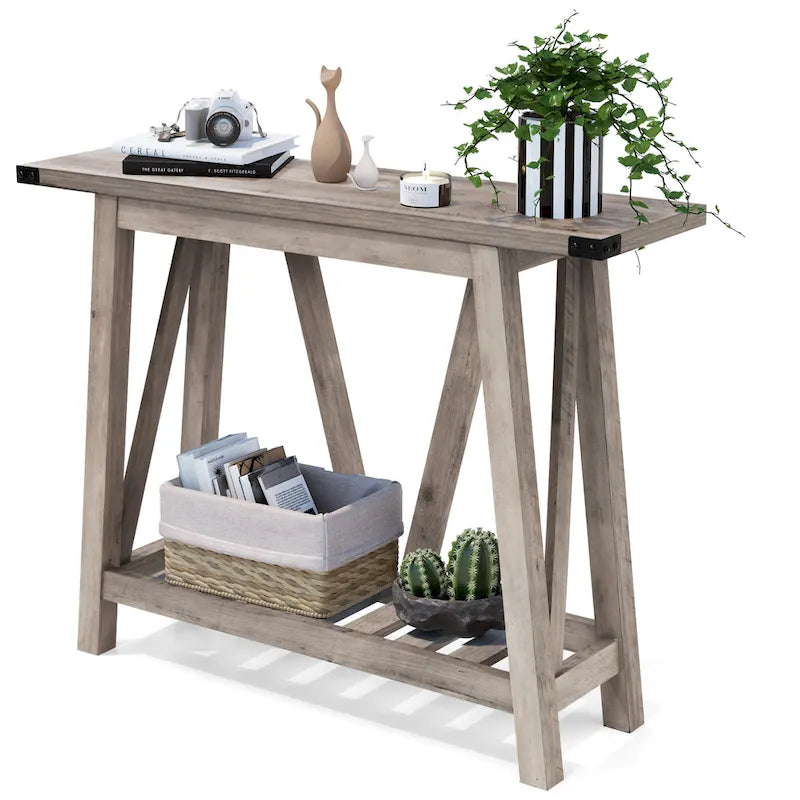 Table d'appoint de style ferme avec station de recharge, ports USB et prises électriques