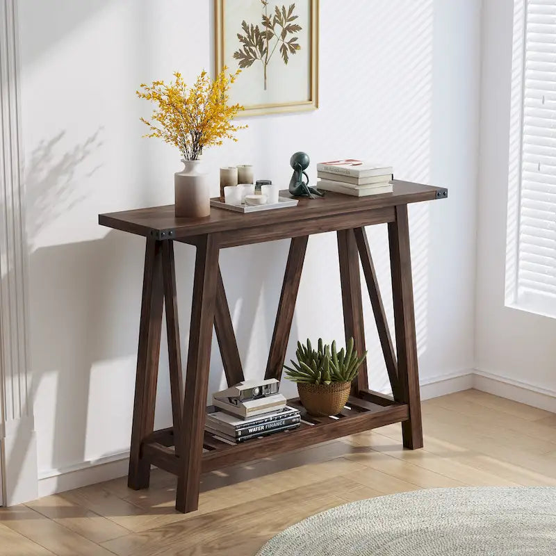 Table d'appoint de style ferme avec station de recharge, ports USB et prises électriques