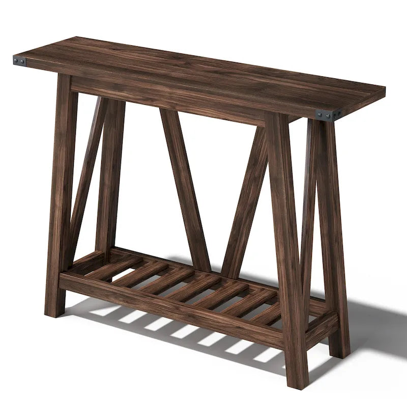 Table d'appoint de style ferme avec station de recharge, ports USB et prises électriques