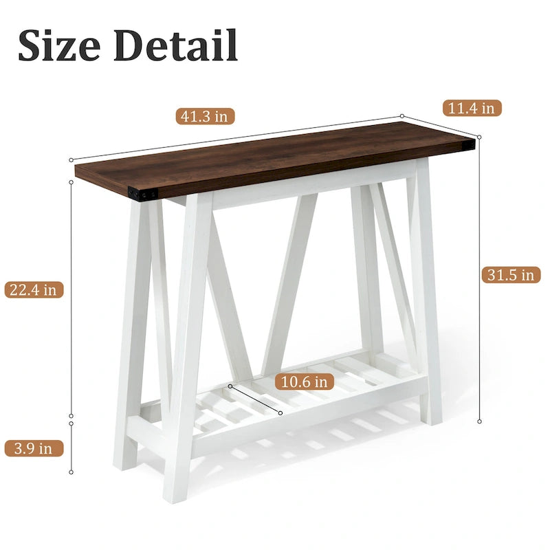 Table d'appoint de style ferme avec station de recharge, ports USB et prises électriques