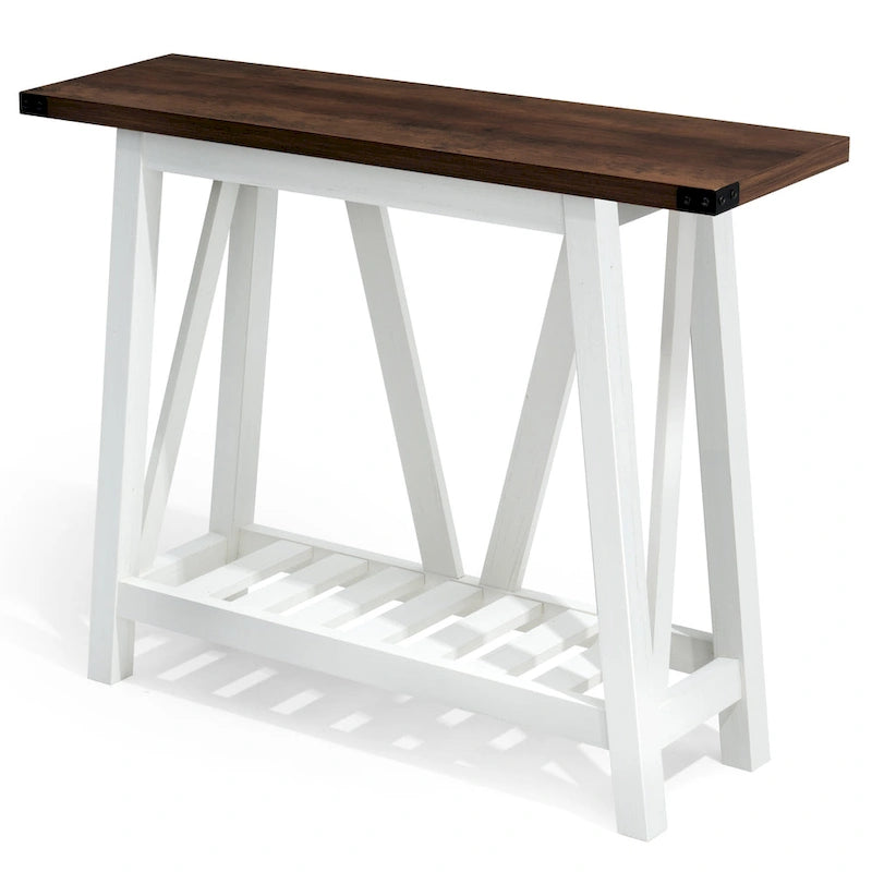 Table d'appoint de style ferme avec station de recharge, ports USB et prises électriques