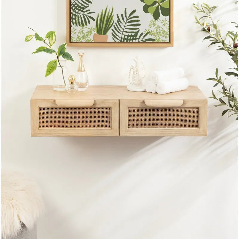 Console flottante en rotin - 28x13x6