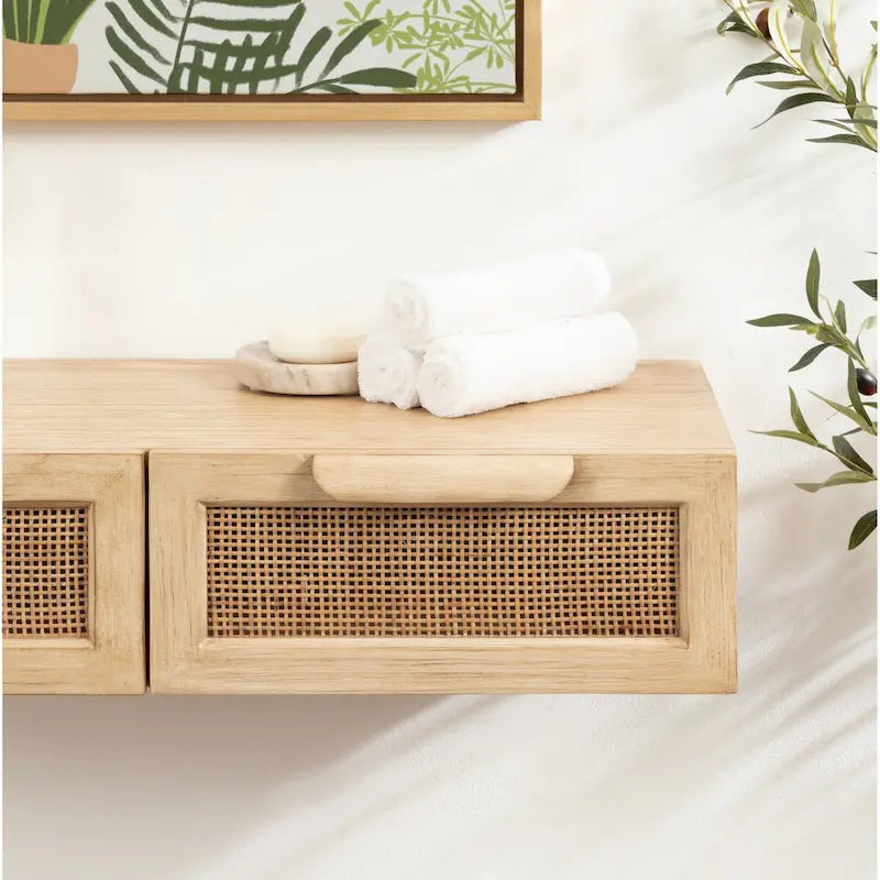 Console flottante en rotin - 28x13x6
