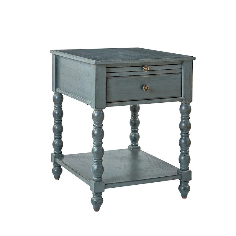 Table d'appoint en bois massif traditionnelle de 66 cm avec port USB