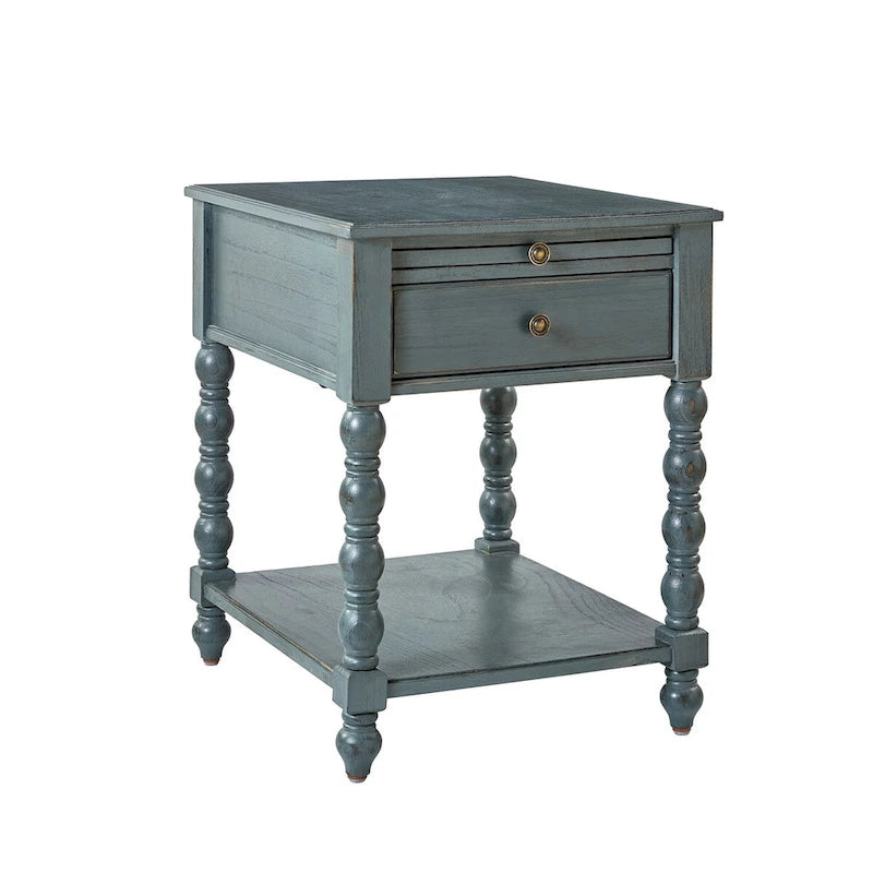 Eric Traditional 26 Tall Solid Wood End Table with USB by 
